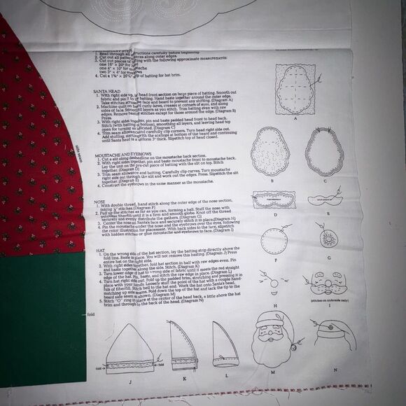 Ho Ho Santa Face VIP Cranston Cut & Sew Fabric Panel Door Hanging Uncut 17 x 14 - Picture 3 of 10